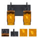 Milo 4 2 Light 12 inch Black Vanity Lighting Wall Light in Amber Glass