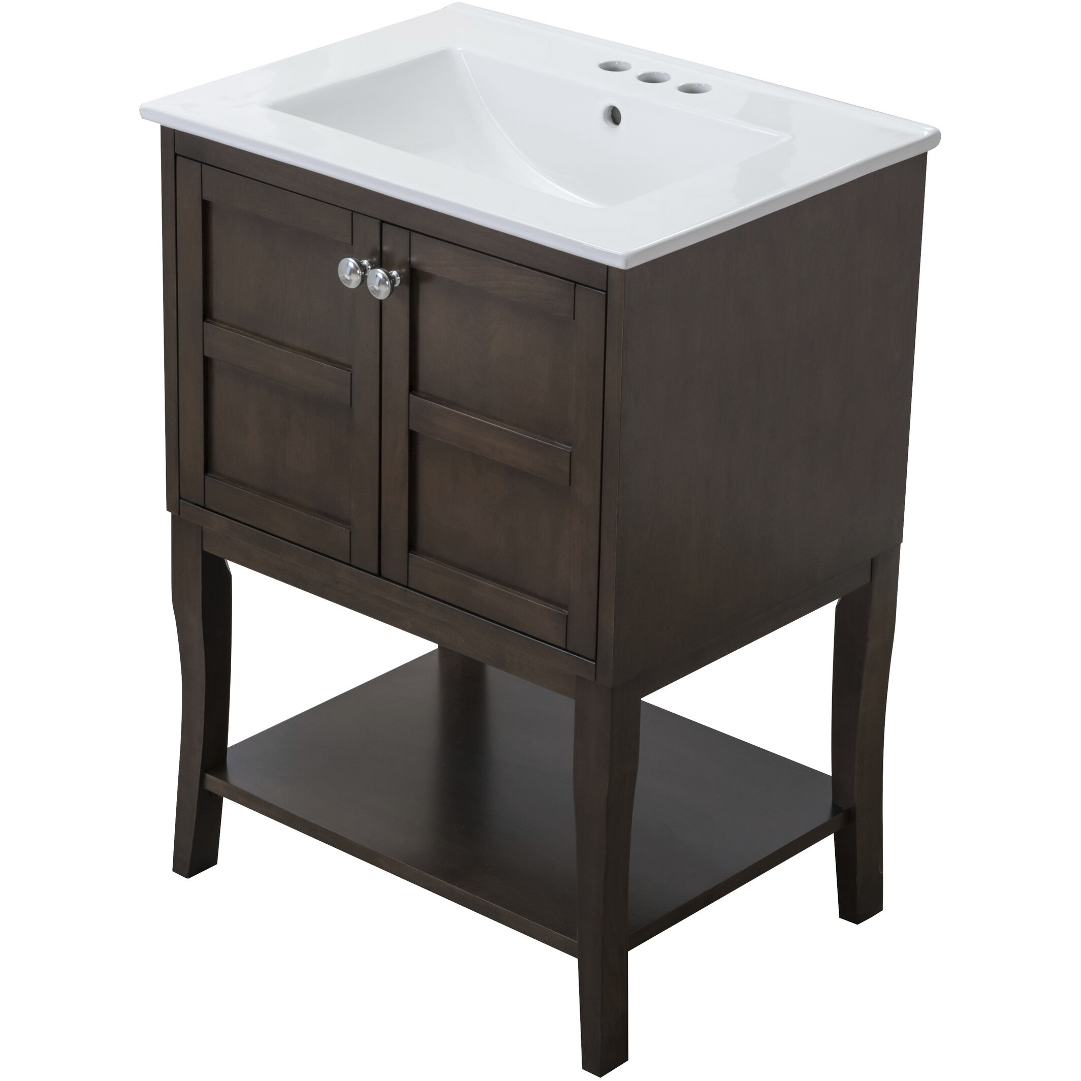 Mason 24 X 33 inch Antique Coffee and Chrome Vanity Set