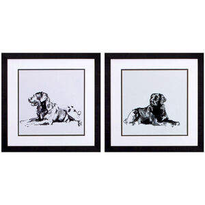 Modern Dog Green and Blue and Gray and Neutral Framed Art