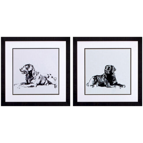 Modern Dog Green and Blue and Gray and Neutral Framed Art