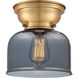 Aditi Large Bell 1 Light 8 inch Brushed Brass Flush Mount Ceiling Light in Plated Smoke Glass, Aditi