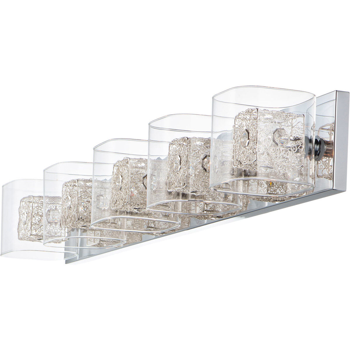 Gem 5 Light 39 inch Polished Chrome Bath Vanity Light Wall Light in Silver