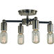 Nebula 4 Light 14 inch Polished Nickel with Matte Black Accents Semi-Flush Mount Ceiling Light