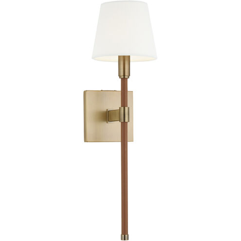 Katie 1 Light Time Worn Brass / Saddle Leather Wall Sconce Wall Light