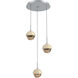 Cabochon LED Classic Silver with Travertine Stone Pendant Chandelier Ceiling Light in 3000K LED, Bronze