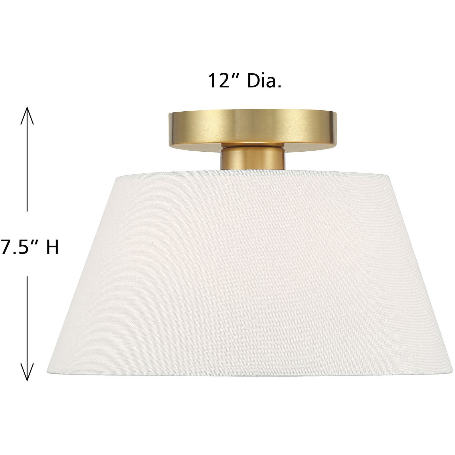 Modern 1 Light 12 inch Natural Brass Semi-Flush Ceiling Light