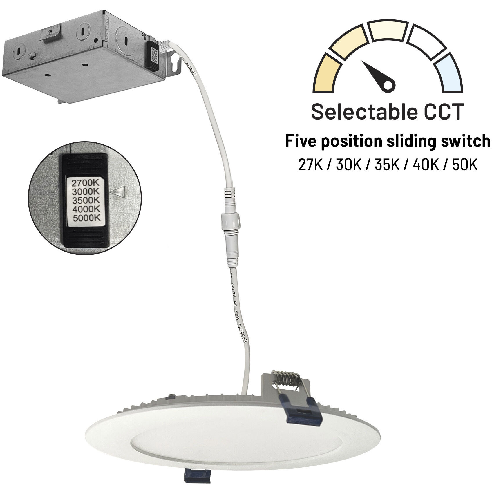 FLAT Matte Powder White Recessed, Selectable CCT