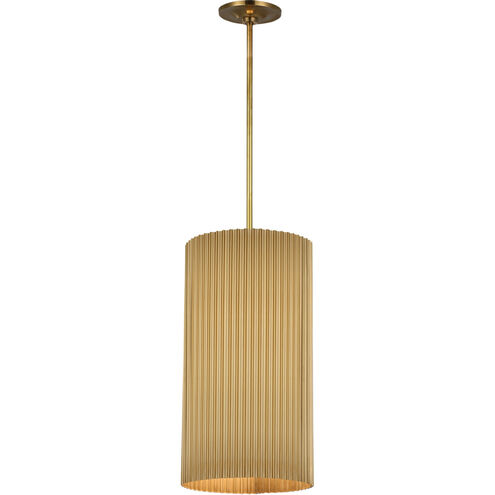 Marie Flanigan Rivers LED 11 inch Soft Brass Fluted Pendant Ceiling Light, Medium