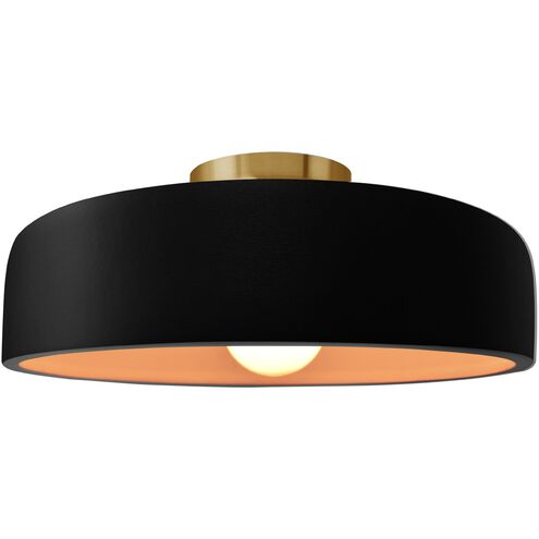 Radiance 1 Light 16 inch Carbon Matte Black and Champagne Gold and Brushed Brass Semi Flush Ceiling Light