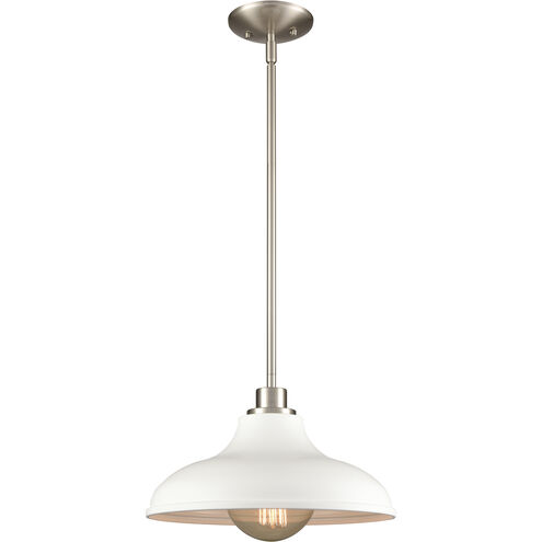 Grenville 1 Light 13 inch Brushed Nickel Pendant Ceiling Light in Matte White