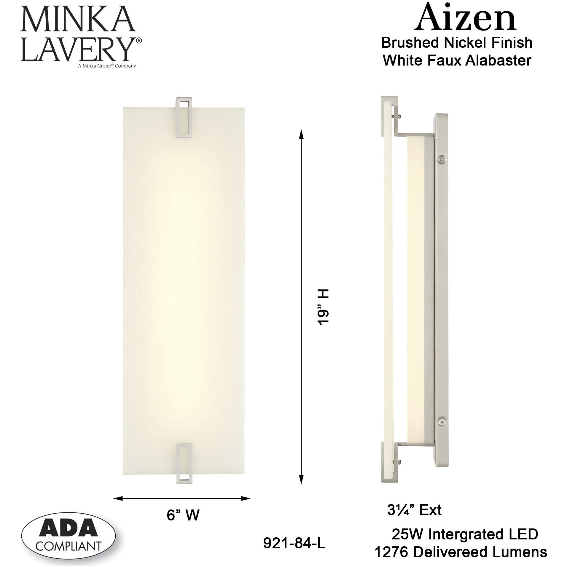 Aizen LED 6 inch Brushed Nickel Wall Sconce Wall Light