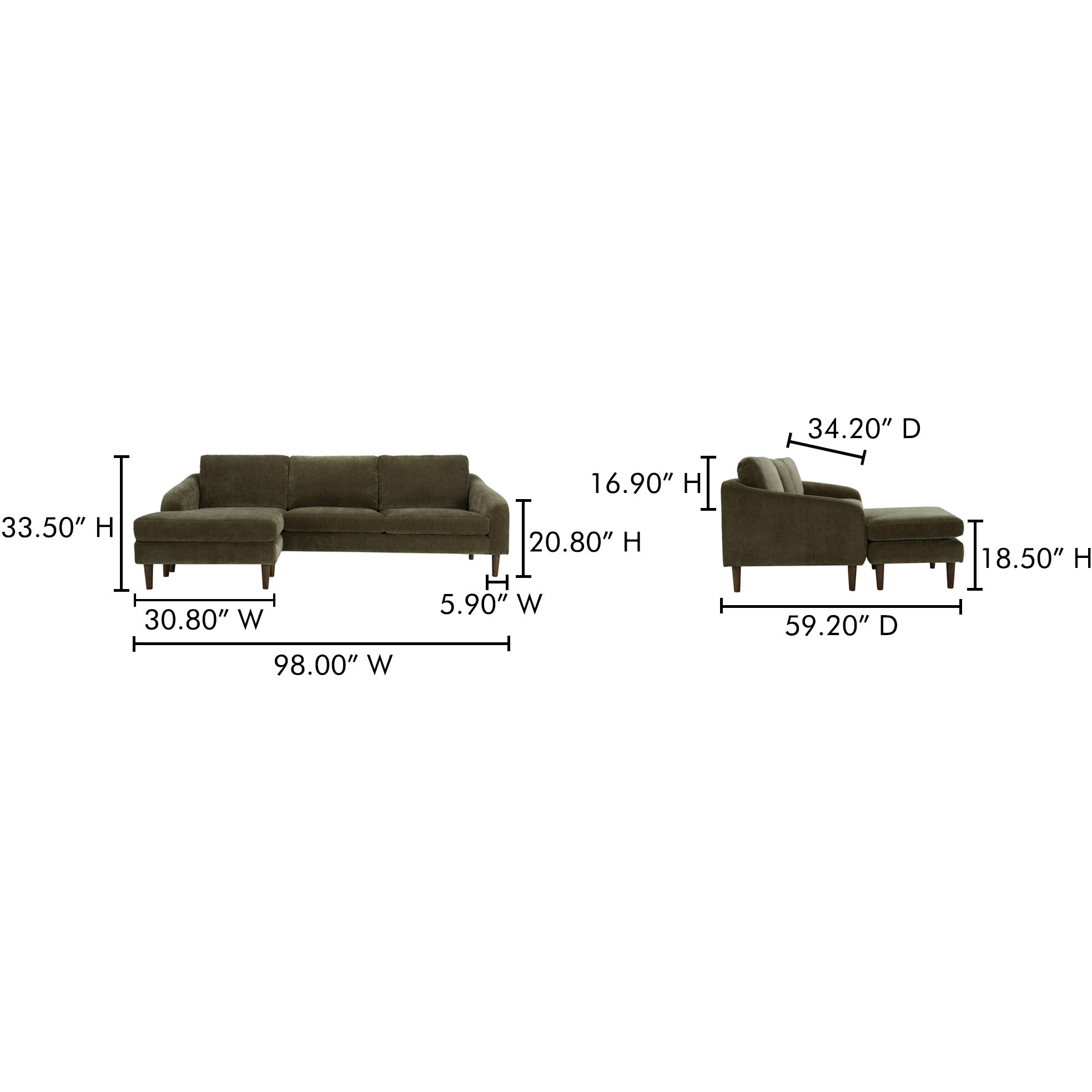 Quinn Dark Green Sectional