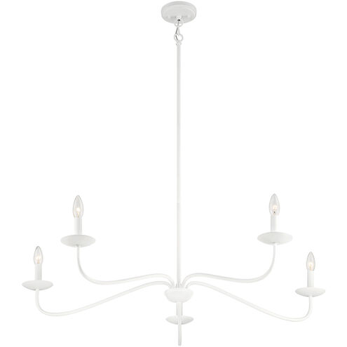 Traditional 5 Light 42 inch Bisque White Chandelier Ceiling Light