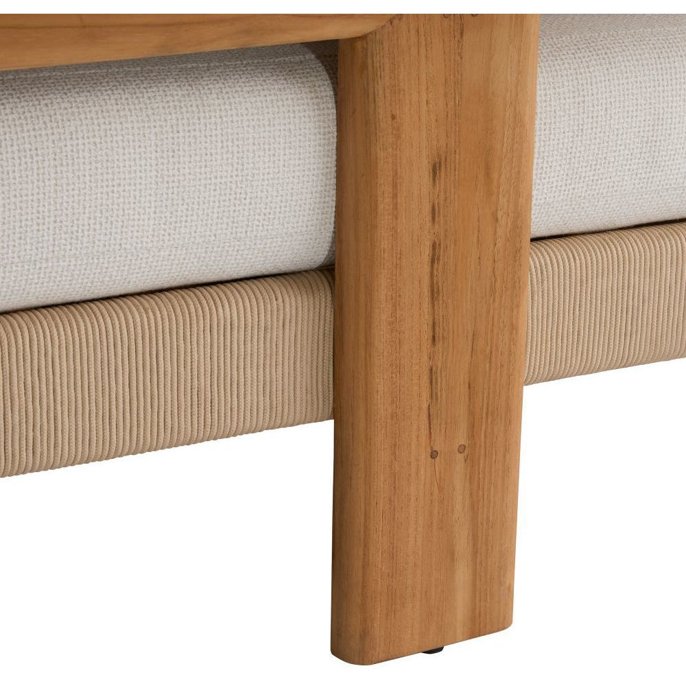 Halston Pearl Boucle and Natural Teak with Khaki Outdoor Sofa