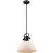 Yep Hines 1 Light 13.5 inch Matte Black Pendant Ceiling Light in Opal Glass, Large