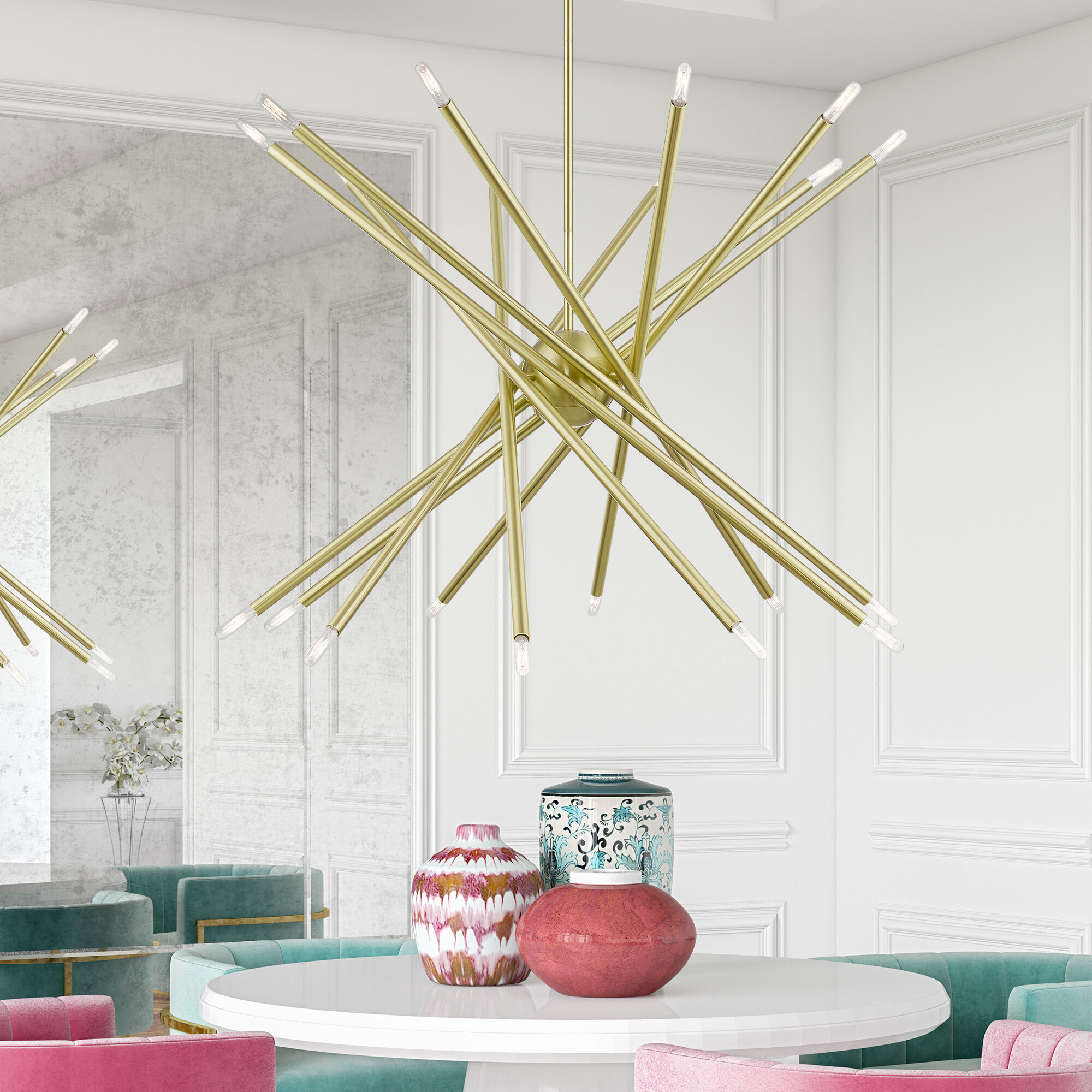 Soho 20 Light 37.5 inch Satin Brass Chandelier Ceiling Light, Large