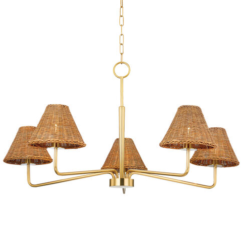 Issa 5 Light 40 inch Aged Brass Chandelier Ceiling Light