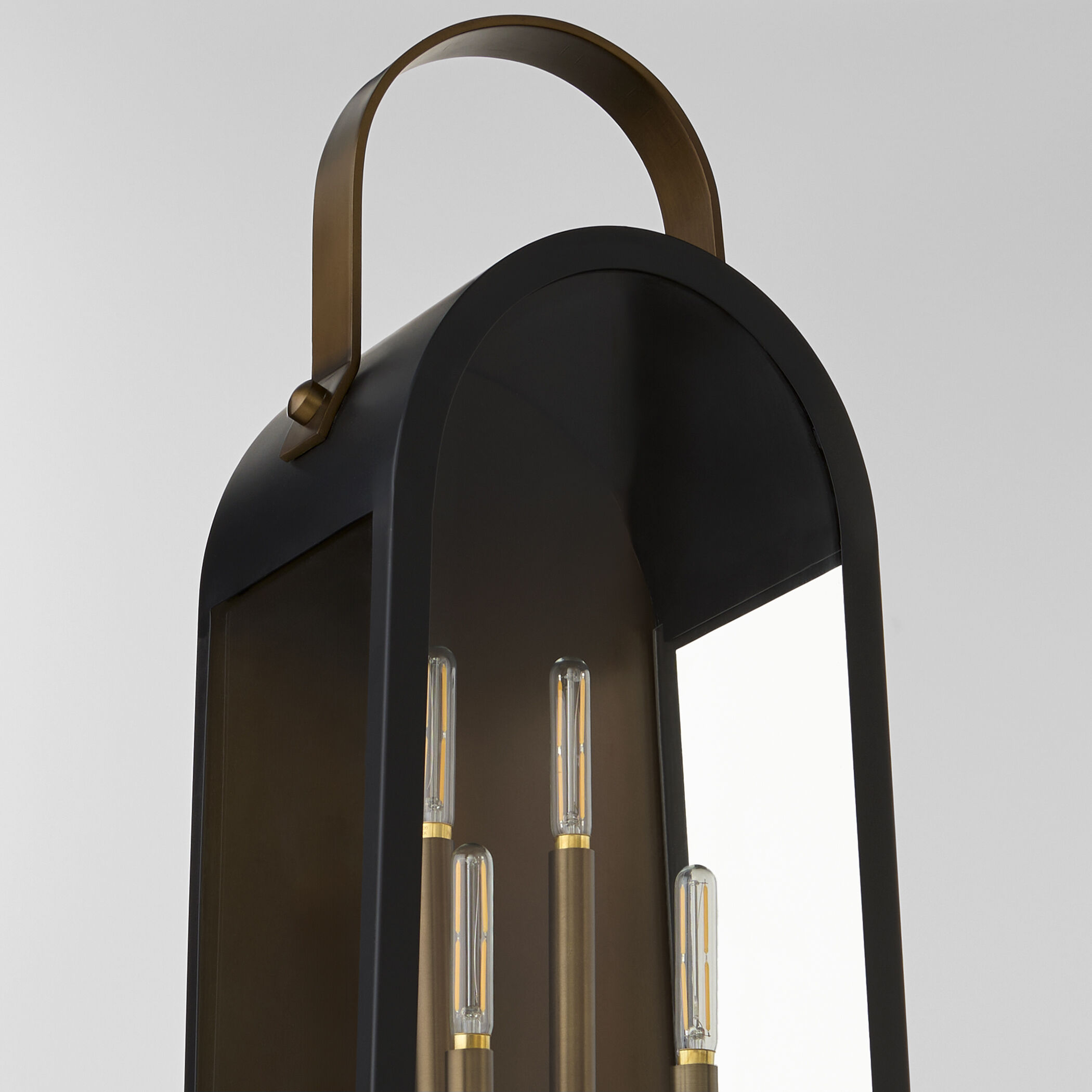 Rossi 4 Light 30 inch Matte Black with Aged Copper Outdoor Wall Lantern