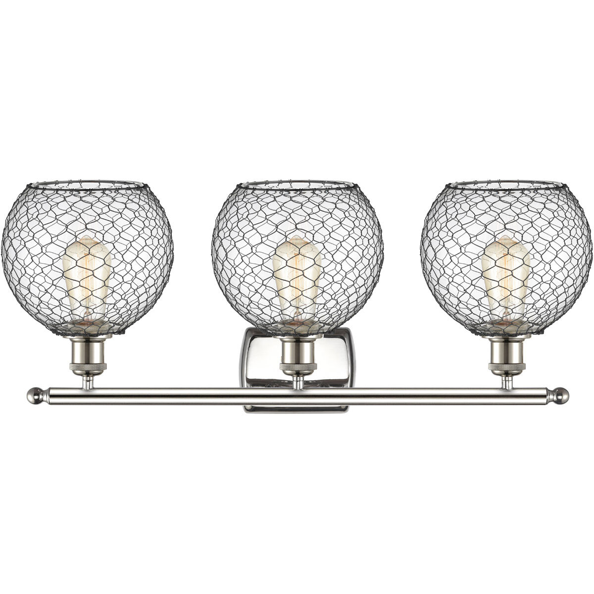Ballston Farmhouse Chicken Wire LED 26 inch Polished Nickel Bath Vanity Light Wall Light, Ballston