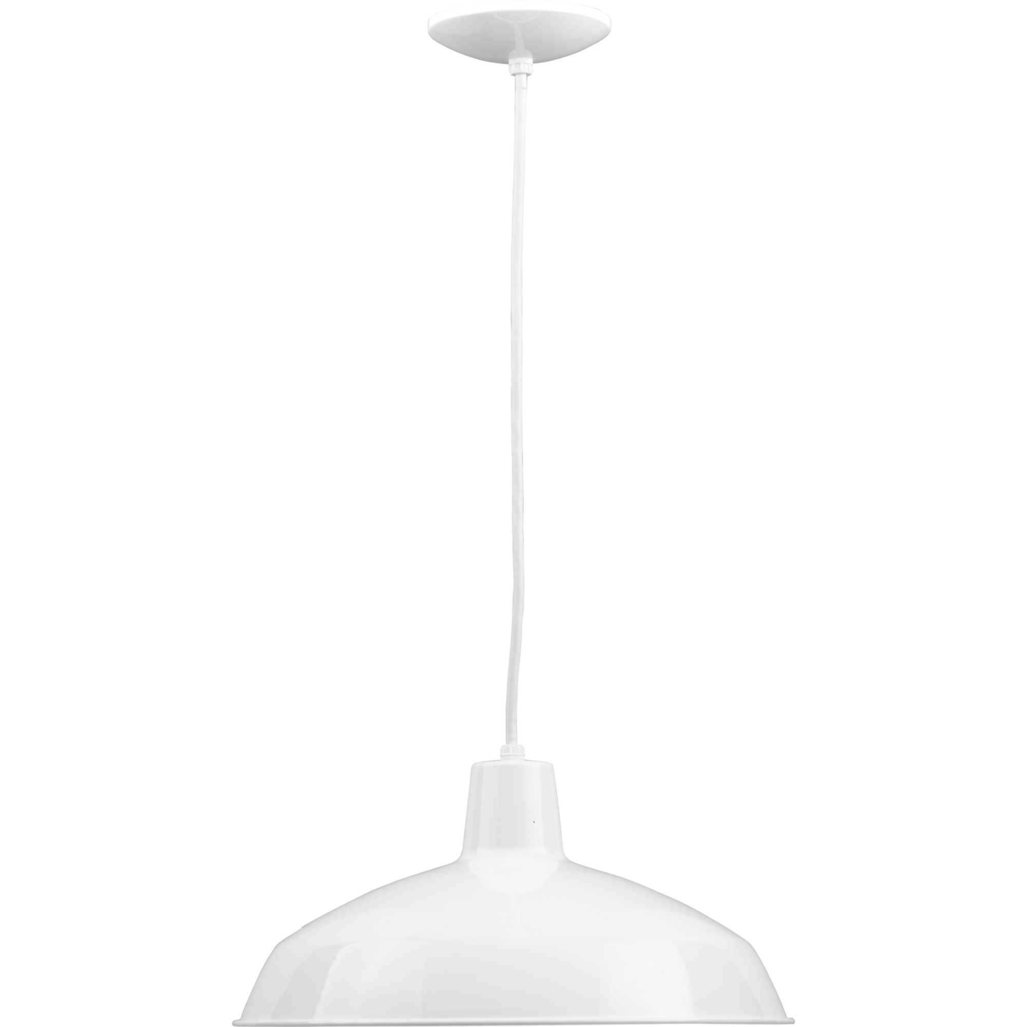 Metal Shade 1 Light White Pendant Ceiling Light in Standard