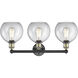 Athens 3 Light 26 inch Black Antique Brass Bath Vanity Light Wall Light in Clear