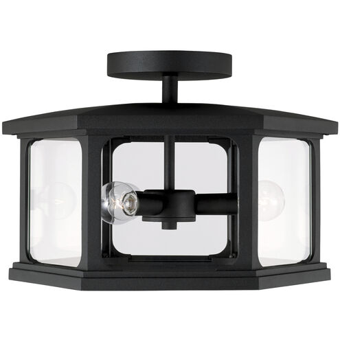 Walton 3 Light 16 inch Black Outdoor Semi-Flush Mount