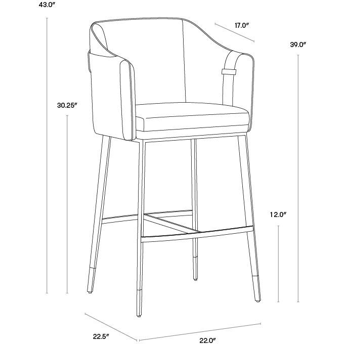 Carter 43 inch Napa Beige / Napa Tan Barstool