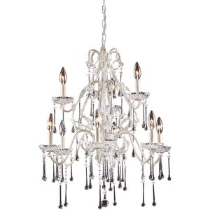 Opulence 9 Light 25 inch Antique White with Clear Chandelier Ceiling Light
