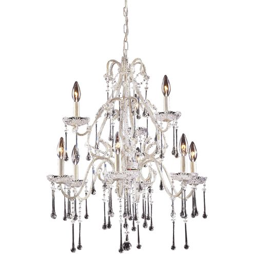 Opulence 9 Light 25 inch Antique White with Clear Chandelier Ceiling Light