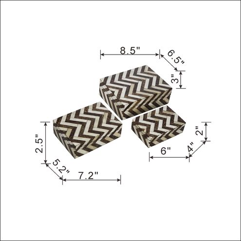 Zig Zag 4 inch Brown/White Decorative Box