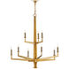 Goldfinch 9 Light 36 inch Washed Lucerne Gold Chandelier Ceiling Light, Large