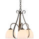 Sweeping Taper 3 Light 18.4 inch Ink Chandelier Ceiling Light in Opal