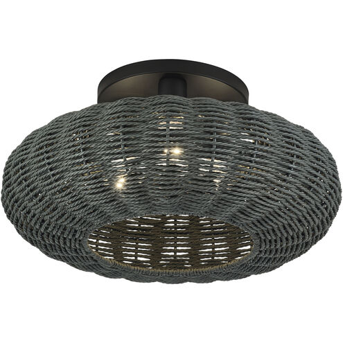 Deluna 3 Light 18 inch Black Semi Flush Mount Ceiling Light, Large