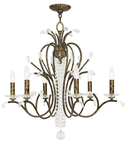 Serafina 6 Light 28 inch Hand Applied Venetian Golden Bronze Chandelier Ceiling Light