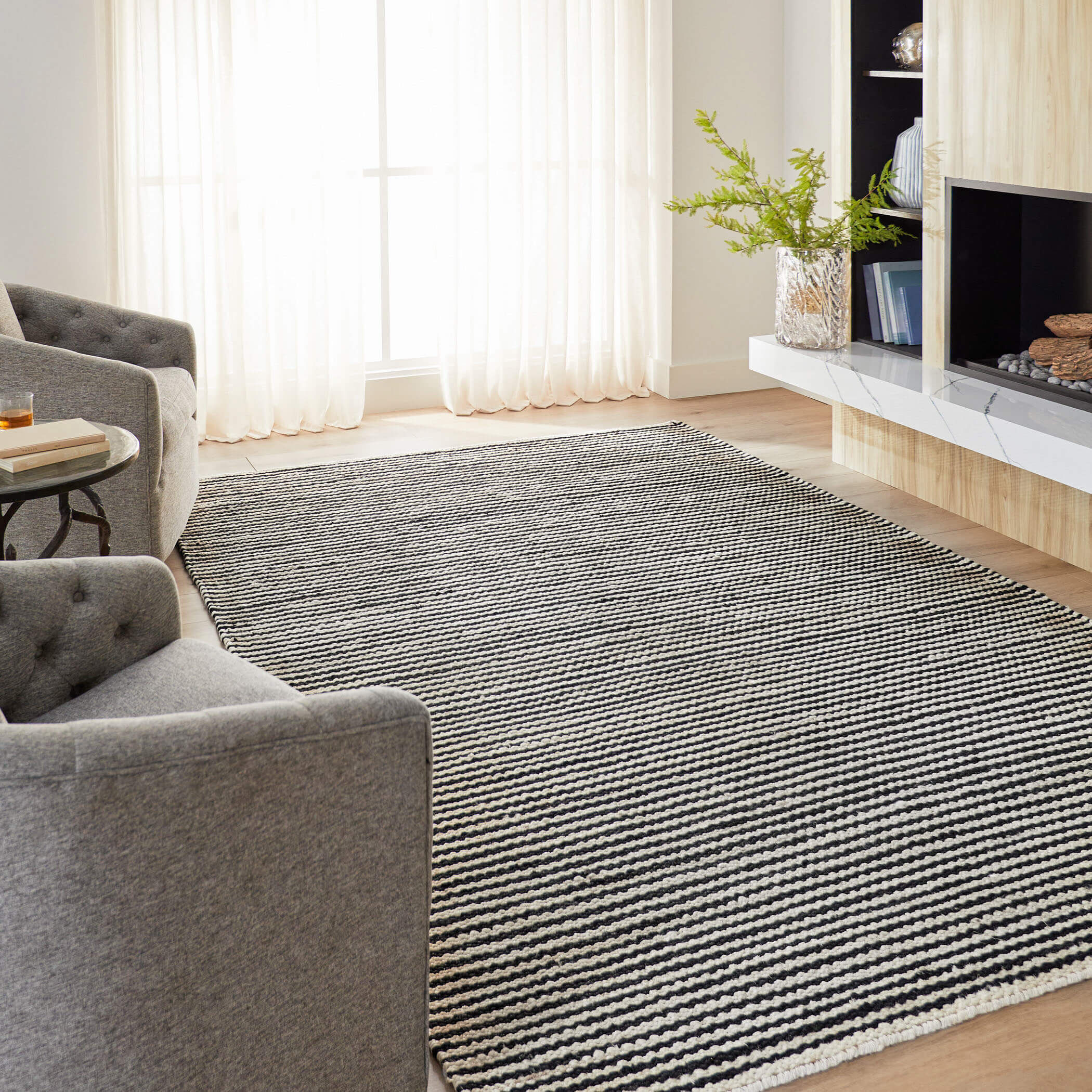 Ganges 114 X 79 inch Black/Natural Rug in 6 x 9