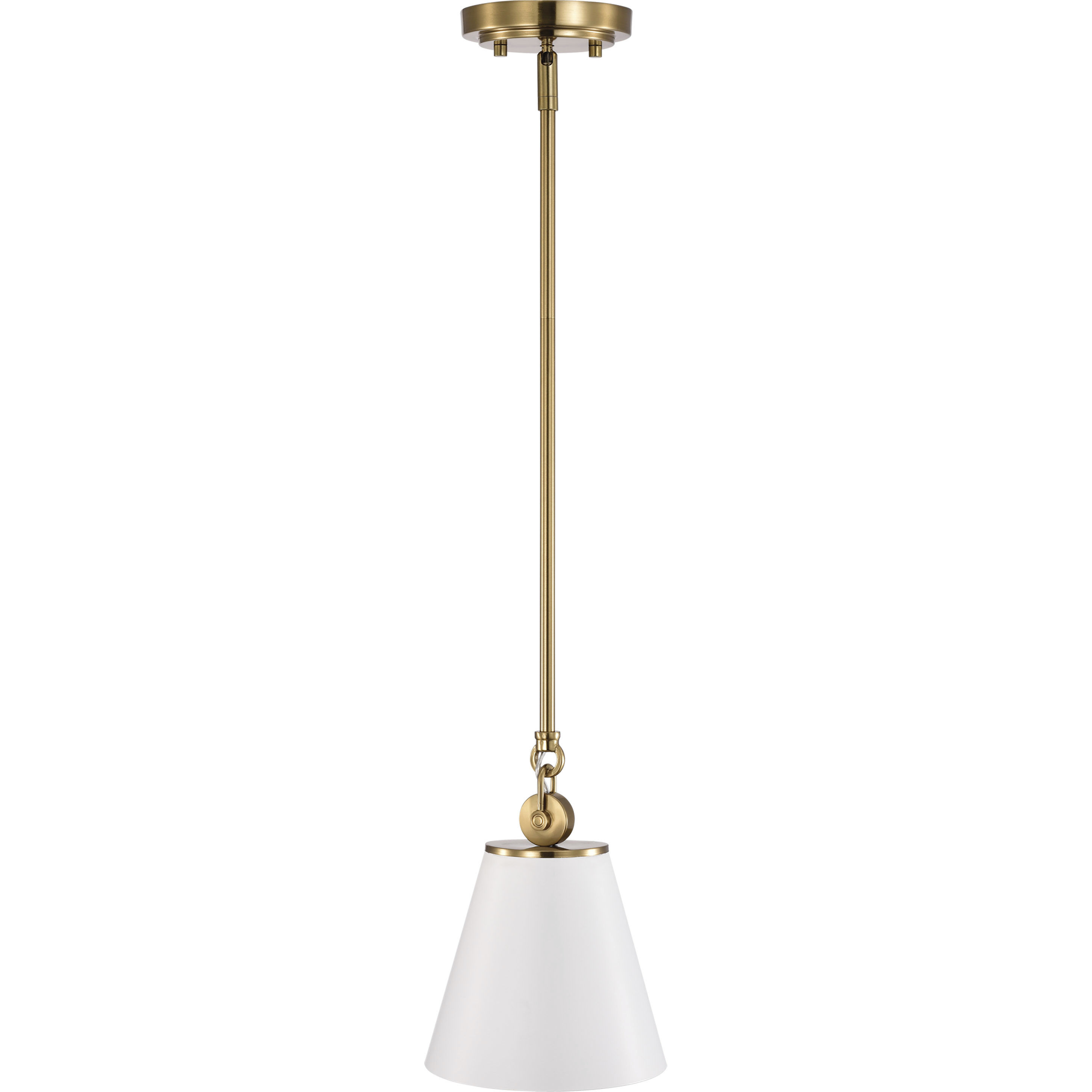 Dover 1 Light 7 inch White/Vintage Brass Pendant Ceiling Light
