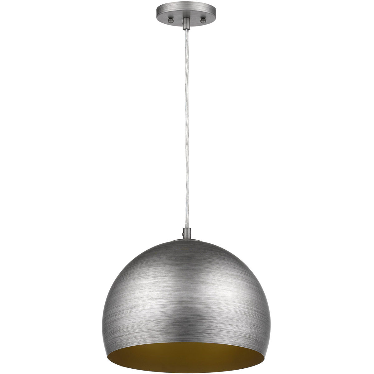 Latitude 1 Light 14 inch Hand Painted Weathered Pewter W/ Gold Interior Pendant/Semi-Flush Ceiling Light