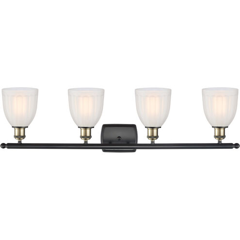 Ballston Brookfield LED 36 inch Black Antique Brass Bath Vanity Light Wall Light in White Glass, Ballston