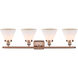 Ballston Large Cone 4 Light 36 inch Antique Copper Bath Vanity Light Wall Light in Matte White Glass