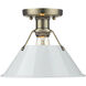 Yep Orwell 1 Light 10 inch Aged Brass Flush Mount Ceiling Light in Dusky Blue