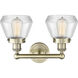 Fulton 2 Light 15.5 inch Antique Brass and Clear Bath Vanity Light Wall Light