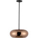 Trinity LED 14.25 inch Black Pendant Ceiling Light in Copper Glass
