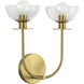 Alora Mood Sylvia 2 Light 12 inch Brushed Gold Wall/Vanity Light Wall Light