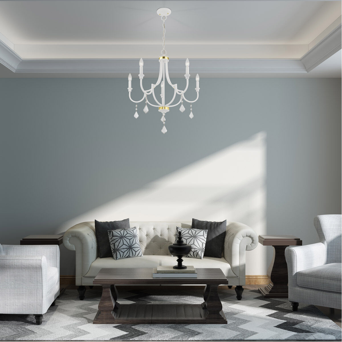 Glendale 5 Light 25 inch White Chandelier Ceiling Light