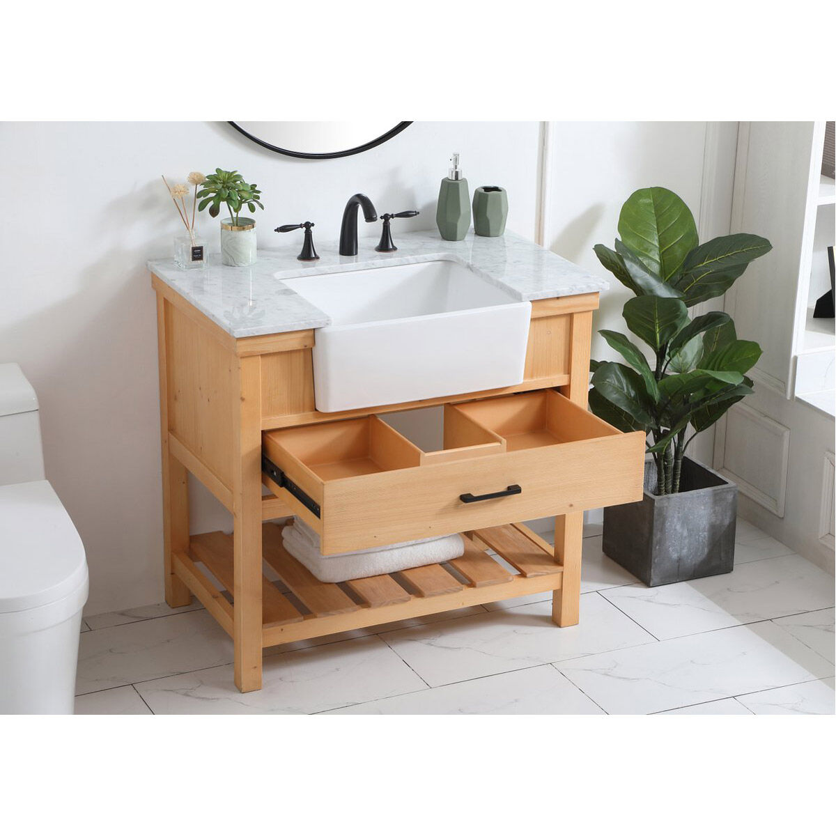 Clement 36 X 22 X 34 inch Natural Wood Bathroom Vanity Cabinet