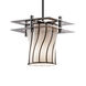 Wire Glass Pendant Ceiling Light in 700 Lm LED, Black Cord, Dark Bronze, Swirl with Clear Bubbles, Cylinder with Flat Rim