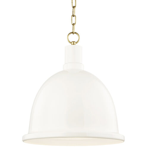 Blair 1 Light 16 inch Aged Brass Pendant Ceiling Light in Cream Metal