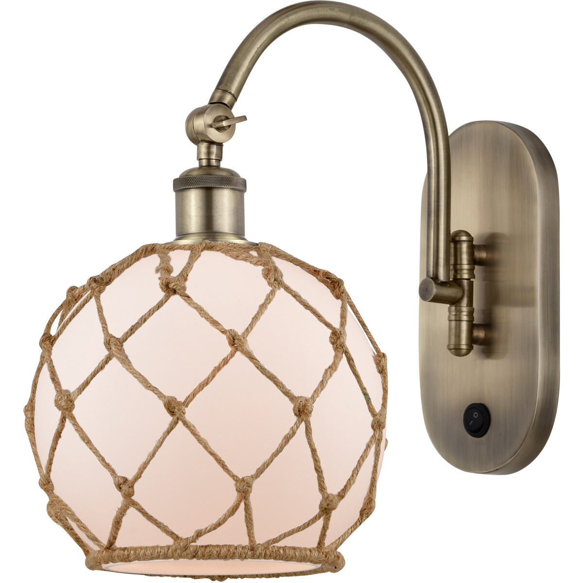 Ballston Farmhouse Rope 1 Light 8 inch Antique Brass Sconce Wall Light