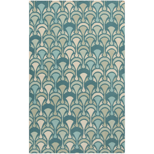 Voyages 66 X 42 inch Emerald, Moss, Cream, Seafoam, Aqua Rug