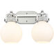 Newton Sphere 2 Light 17 inch Satin Nickel Bath Vanity Light Wall Light in Matte White Glass